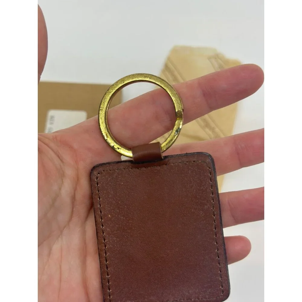 Longaberger‎ Brown Leather Keychain – Gold-Tone Ring, 3